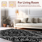 Ornate Black Damask Lace Pattern Rug