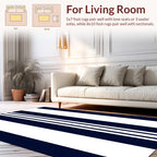Bold Navy White Stripe Design Rug