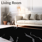 Black Storm Swirl Abstract Rug