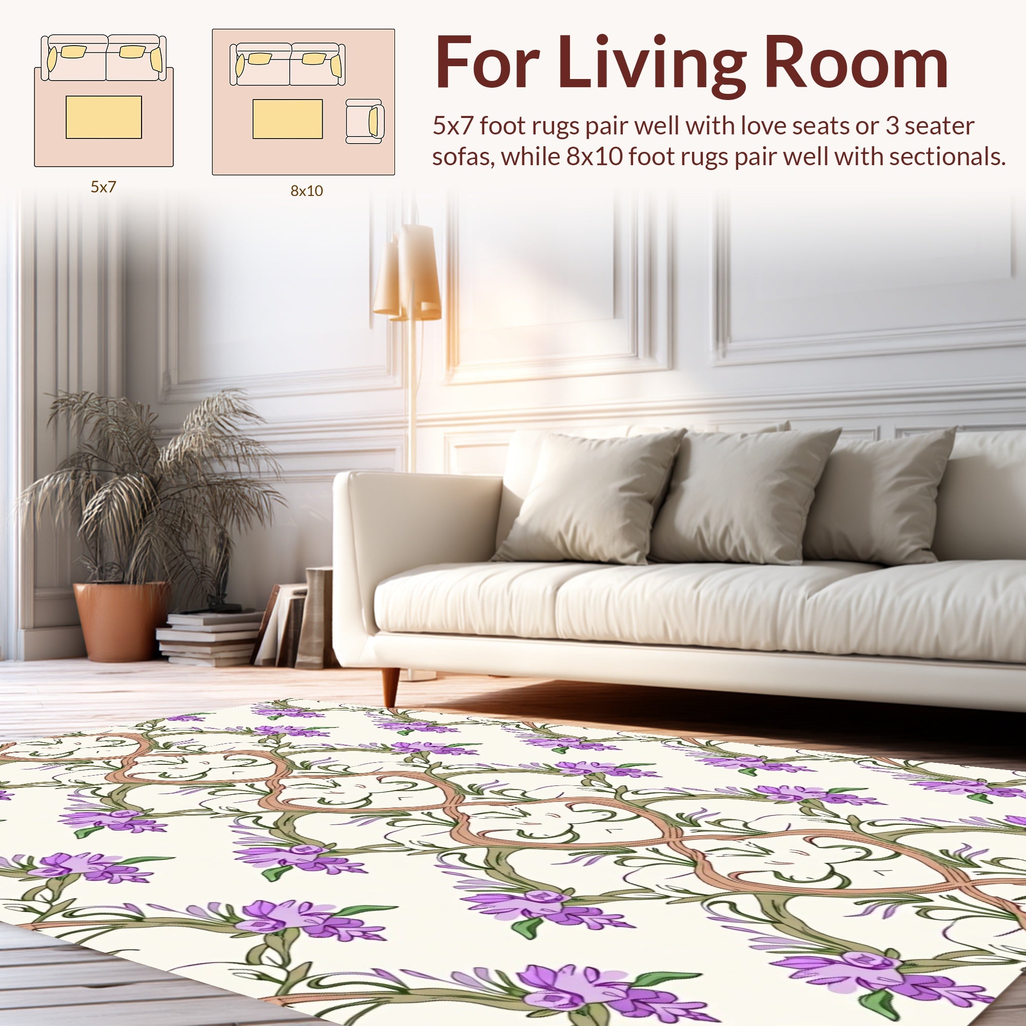 Flowering Vine Art Nouveau Pattern Rug