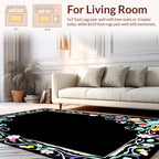 Vibrant Floral Swirls Border Pattern Rug