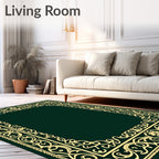 Formal Gold Floral Vine Border Rug