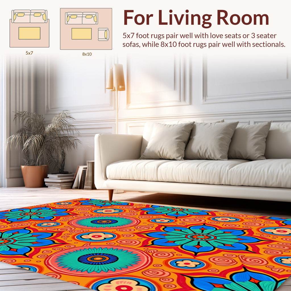 Bright Floral Mandala Pattern Rug