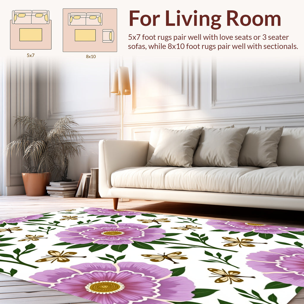 Floral Butterfly Pattern Design Rug