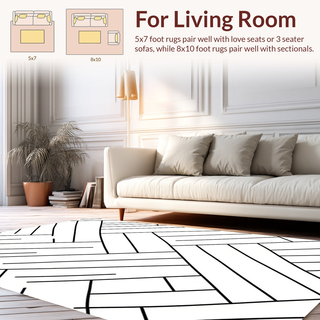 Monochrome Intersecting Geometric Lines Rug