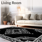 Ornate Black White Tribal Design Rug