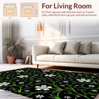 Black Floral Vine Pattern Rug