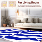 Abstract Blue Silhouette Pattern Rug