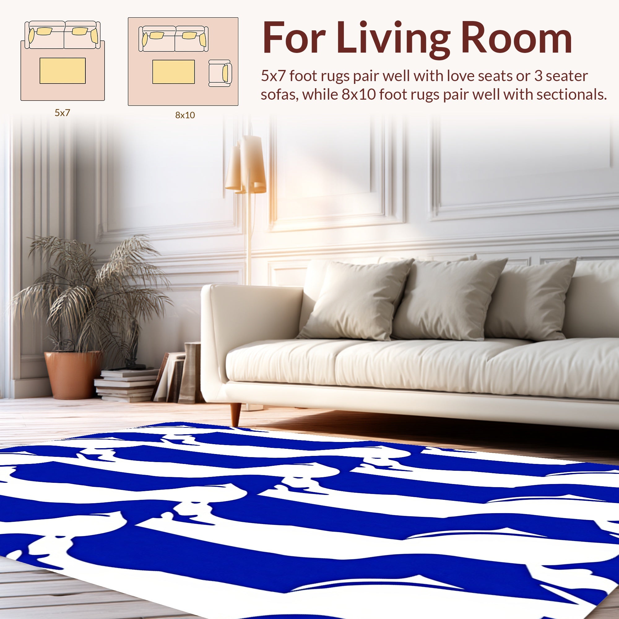 Abstract Blue Silhouette Pattern Rug