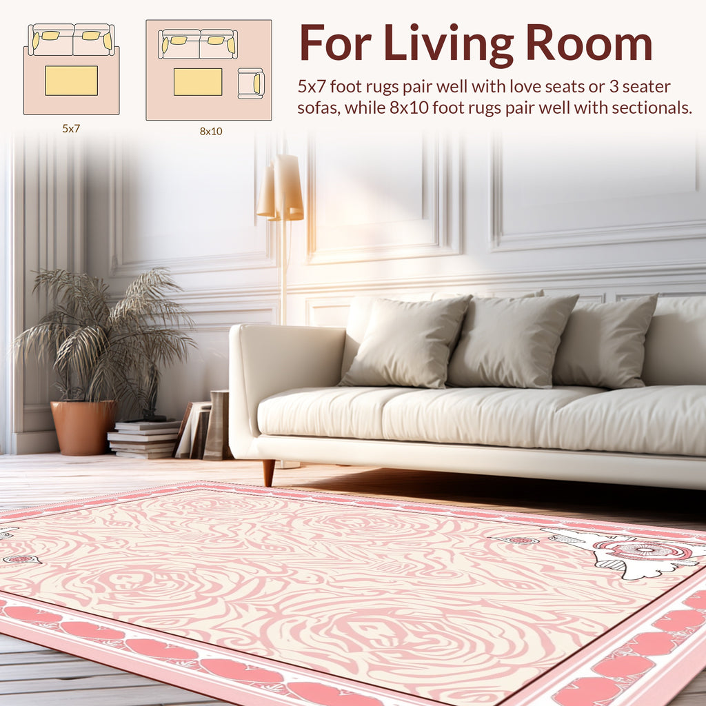 Delicate Pink Floral Swirl Pattern Rug