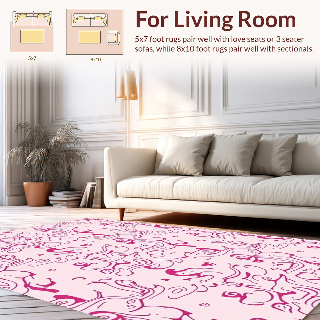 Elegant Pink Flowing Abstract Pattern Rug