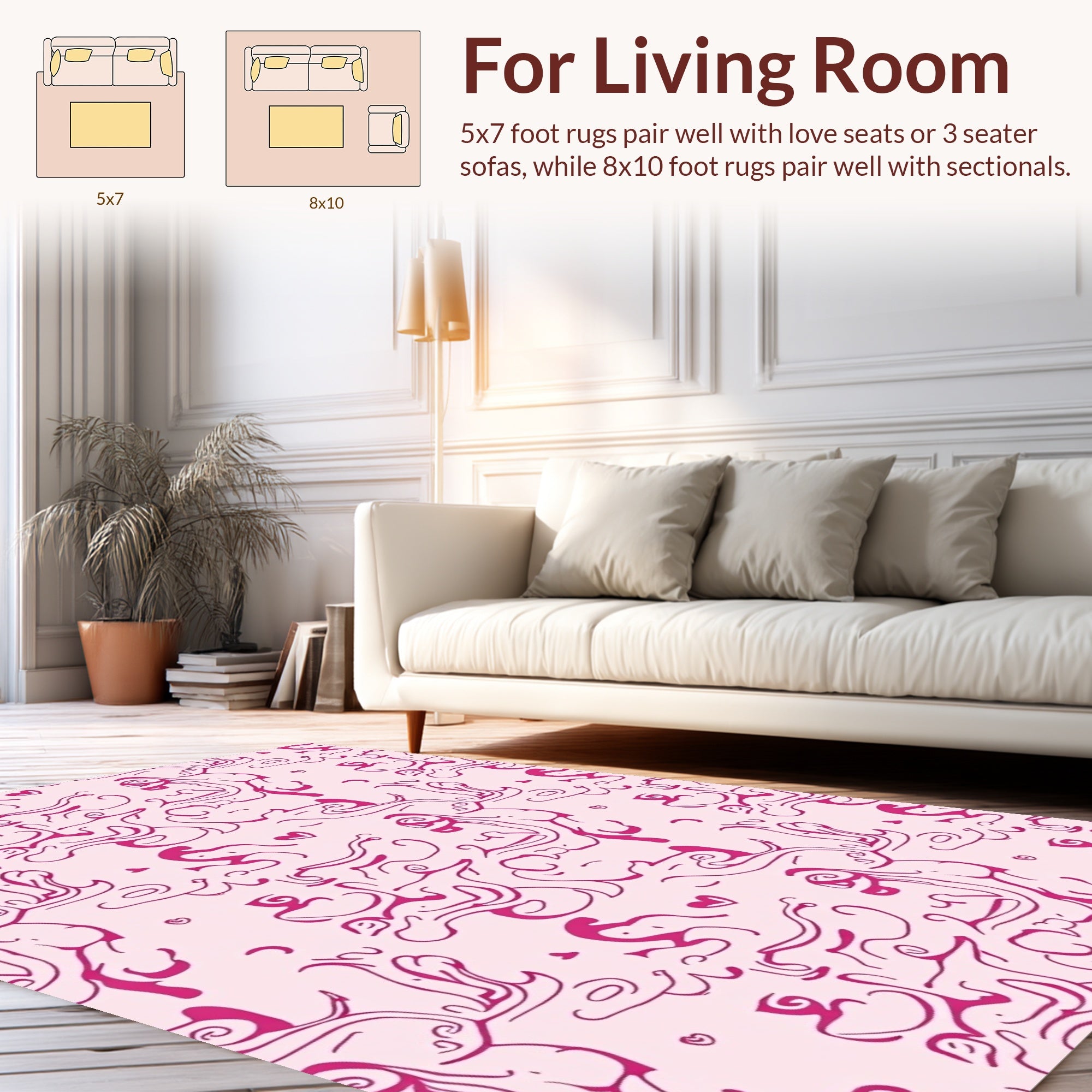 Elegant Pink Flowing Abstract Pattern Rug