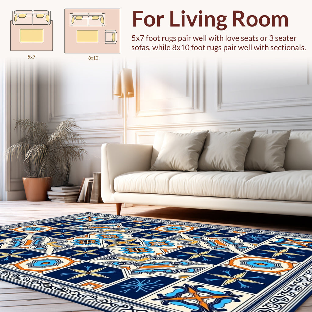Ornate Geometric Tile Inspired Rug