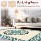 Intricate Cyan Mandala Border Design Rug