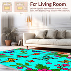 Vibrant Floral Butterfly Pattern Design Rug
