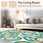 Art Nouveau Teal Floral Swirls Rug