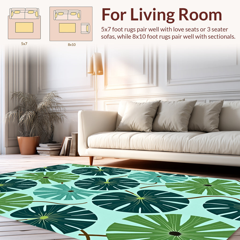 Tropical Leaf Pattern Textile Design Rug