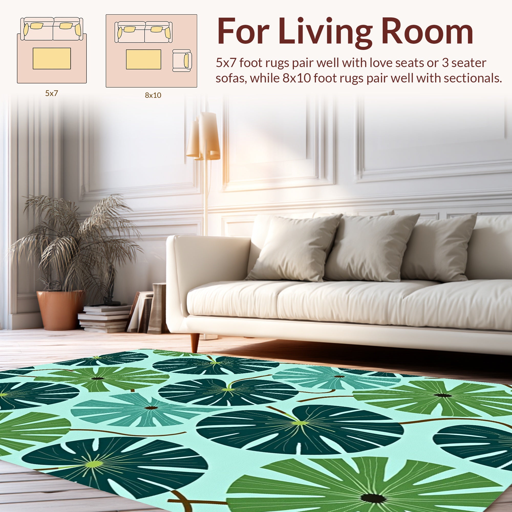 Tropical Leaf Pattern Textile Design Rug
