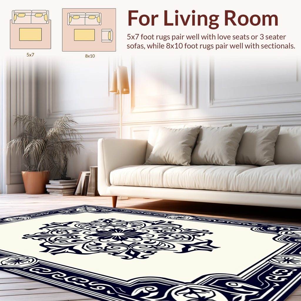 Classic Floral Medallion Border Design Rug