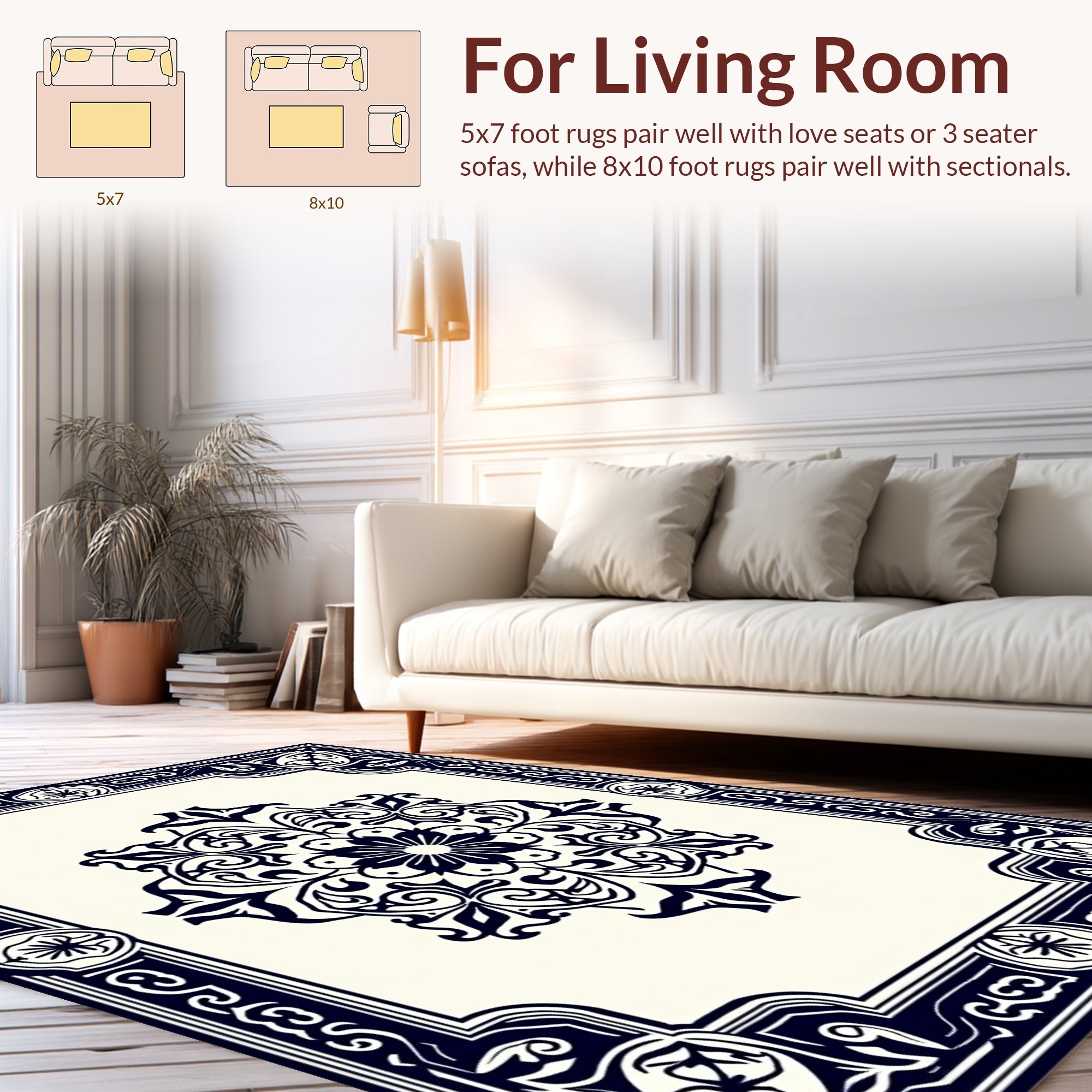 Classic Floral Medallion Border Design Rug
