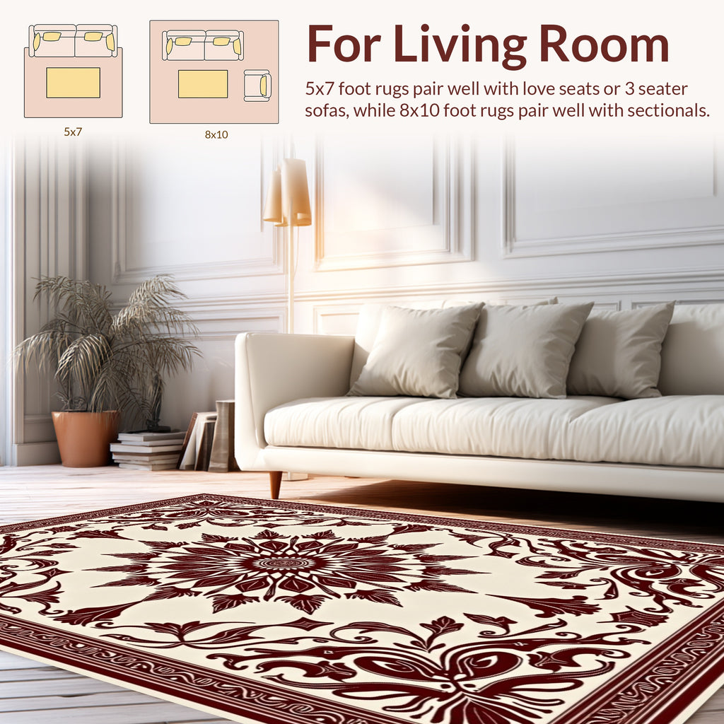 Dazzling Floral Medallion Border Design Rug