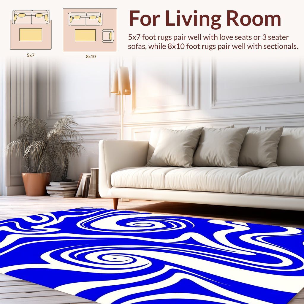 Electric Blue Swirl Pattern Rug