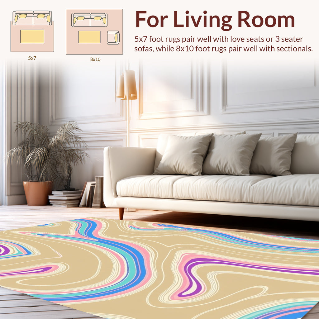 Swirling Pastel Wave Pattern Rug