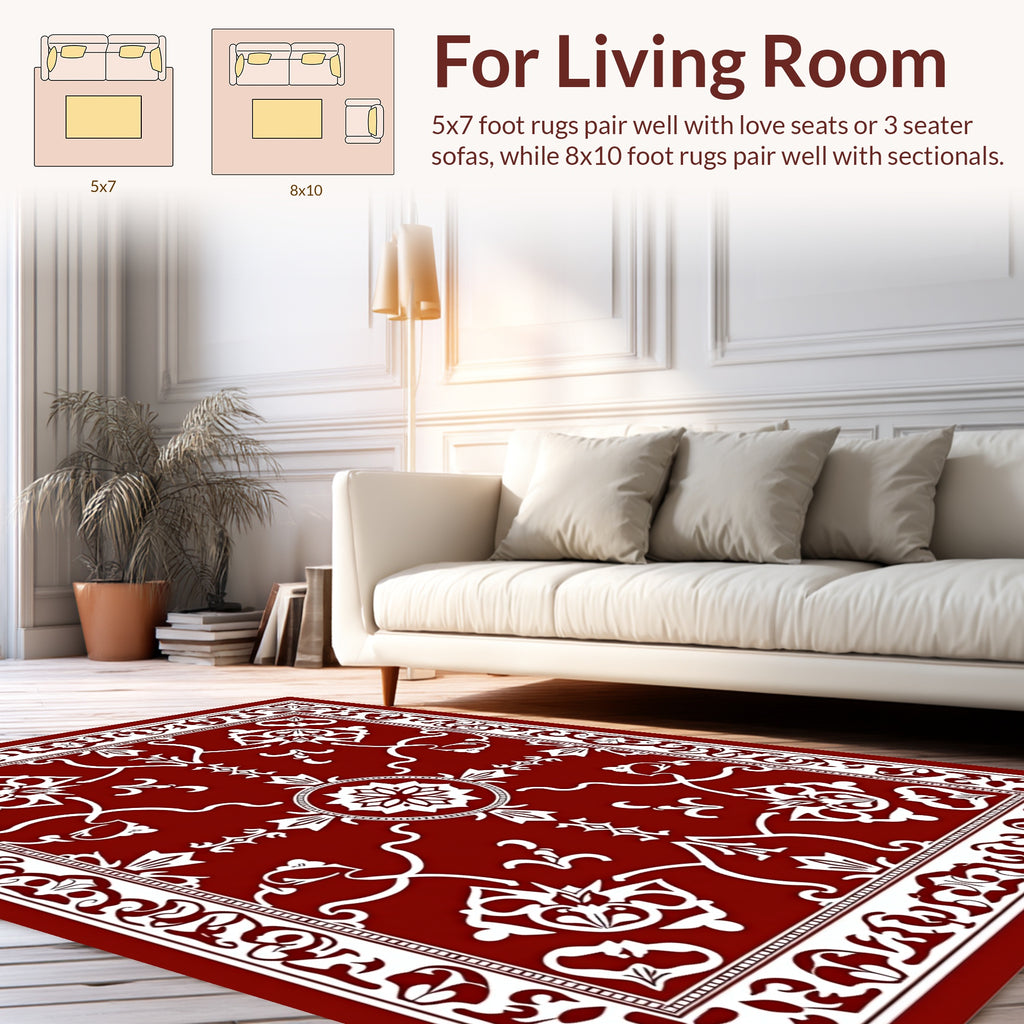 Classic Floral Vine Border Design Rug