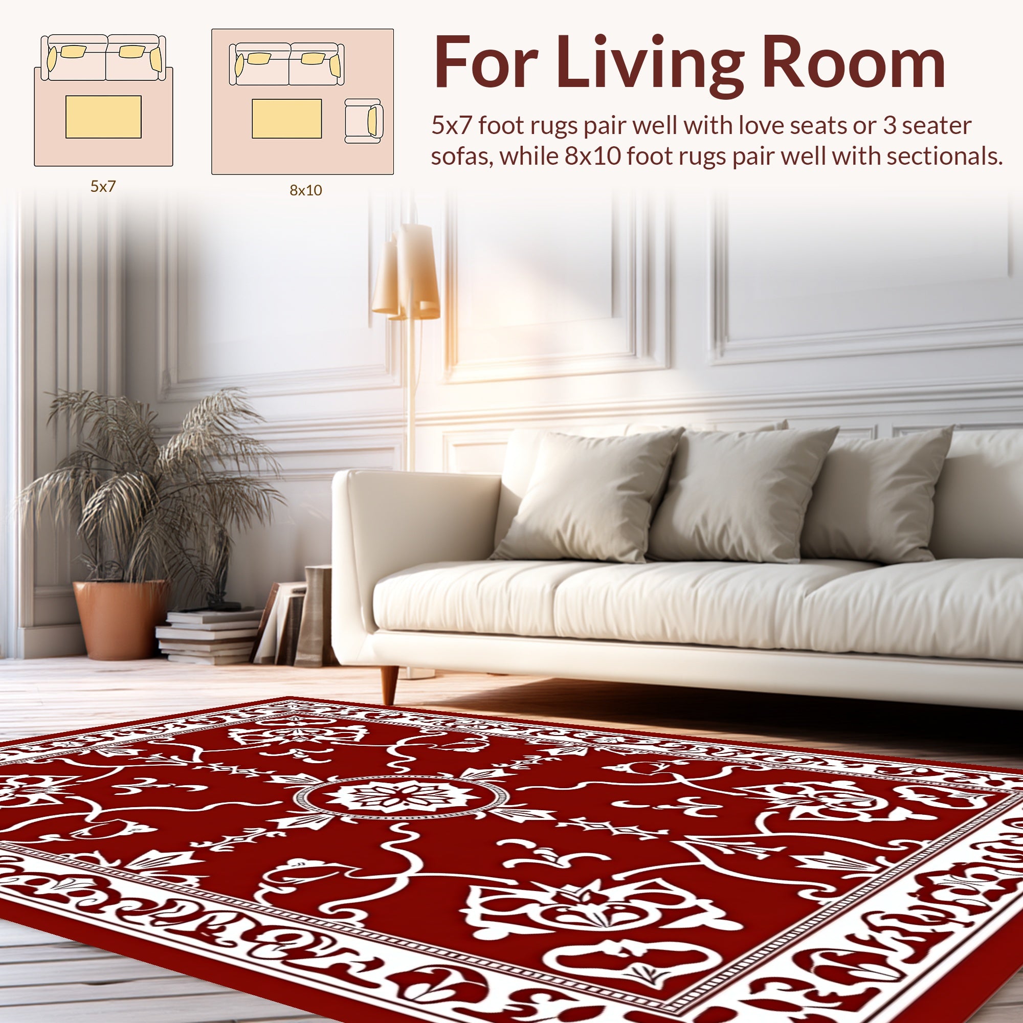 Classic Floral Vine Border Design Rug