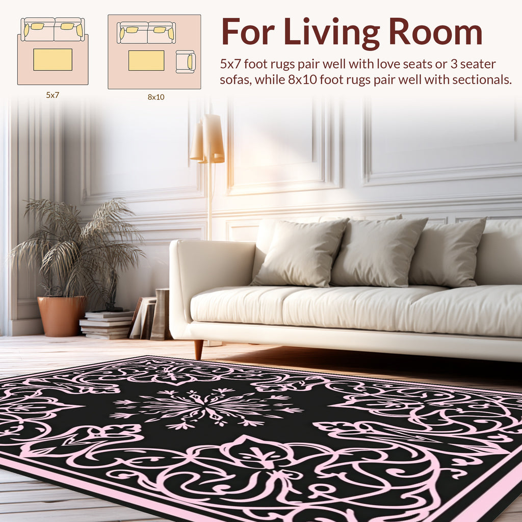 Classic Floral Symmetry Frame Design Rug