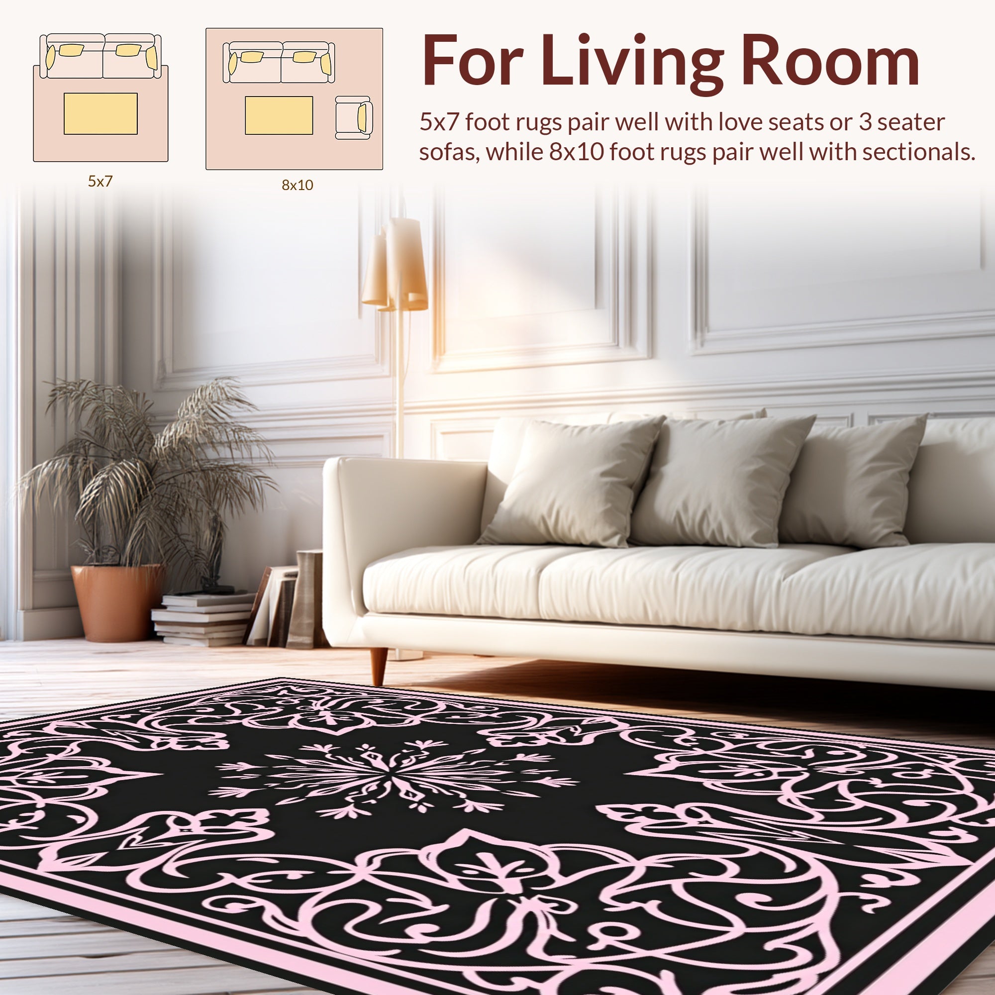 Classic Floral Symmetry Frame Design Rug