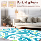Turquoise Swirling Curls Whimsical Rug