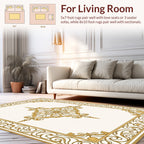Elegant Gold Scrollwork Filigree Pattern Rug