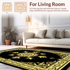 Ornate Golden Floral Centerpiece Rug