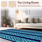 Blue Geometric Striped Pattern Rug