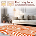 Bold Orange Geometric Labyrinth Pattern Rug