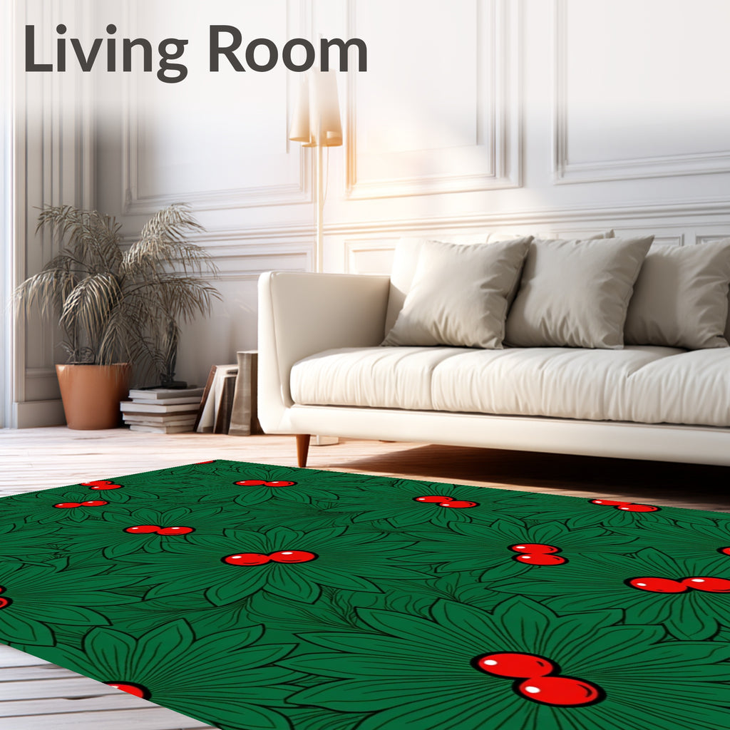 Christmas Holly Berry Floral Rug