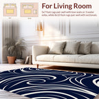 Navy Swirl Pattern Design Rug