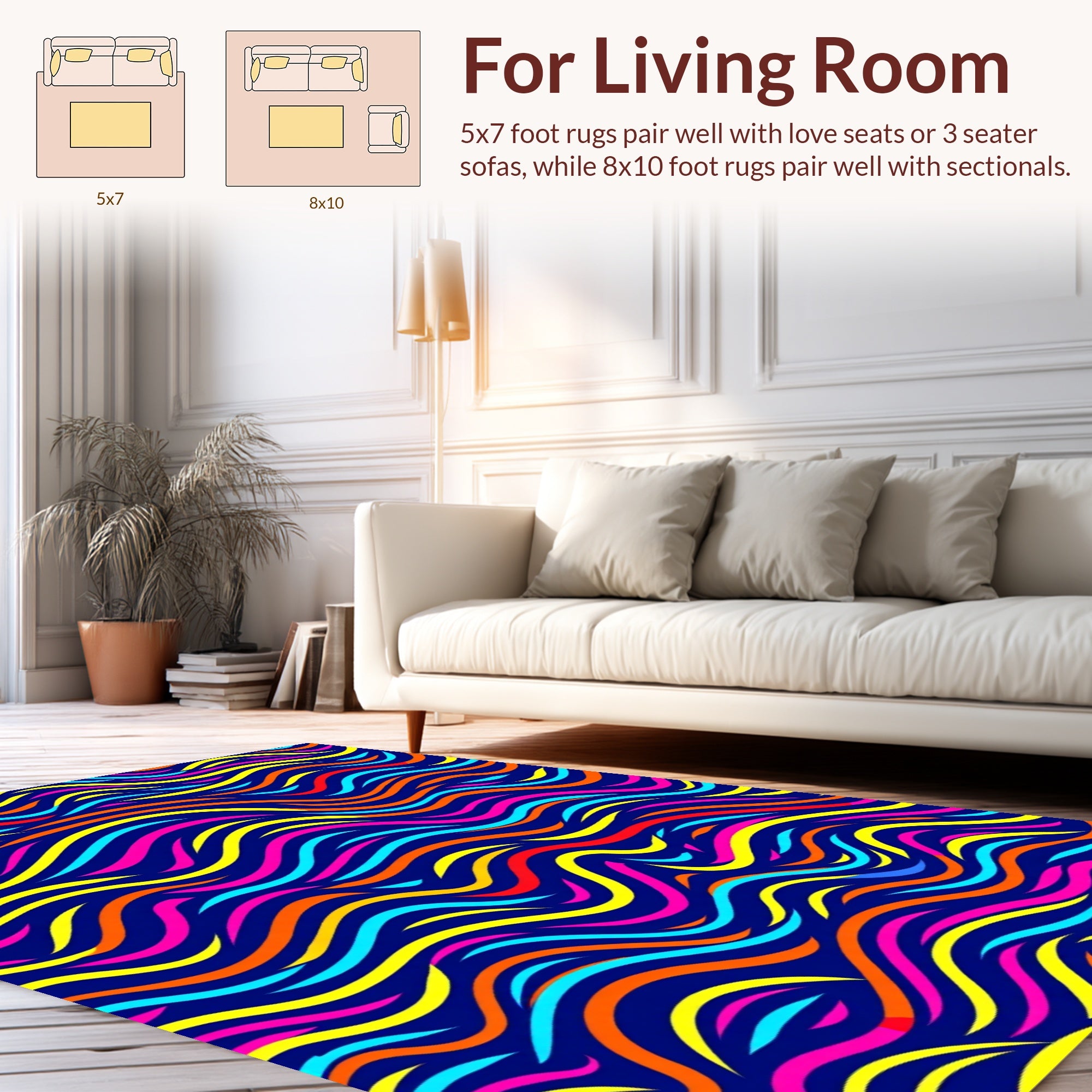 Vibrant Wavy Colorful Lines Rug