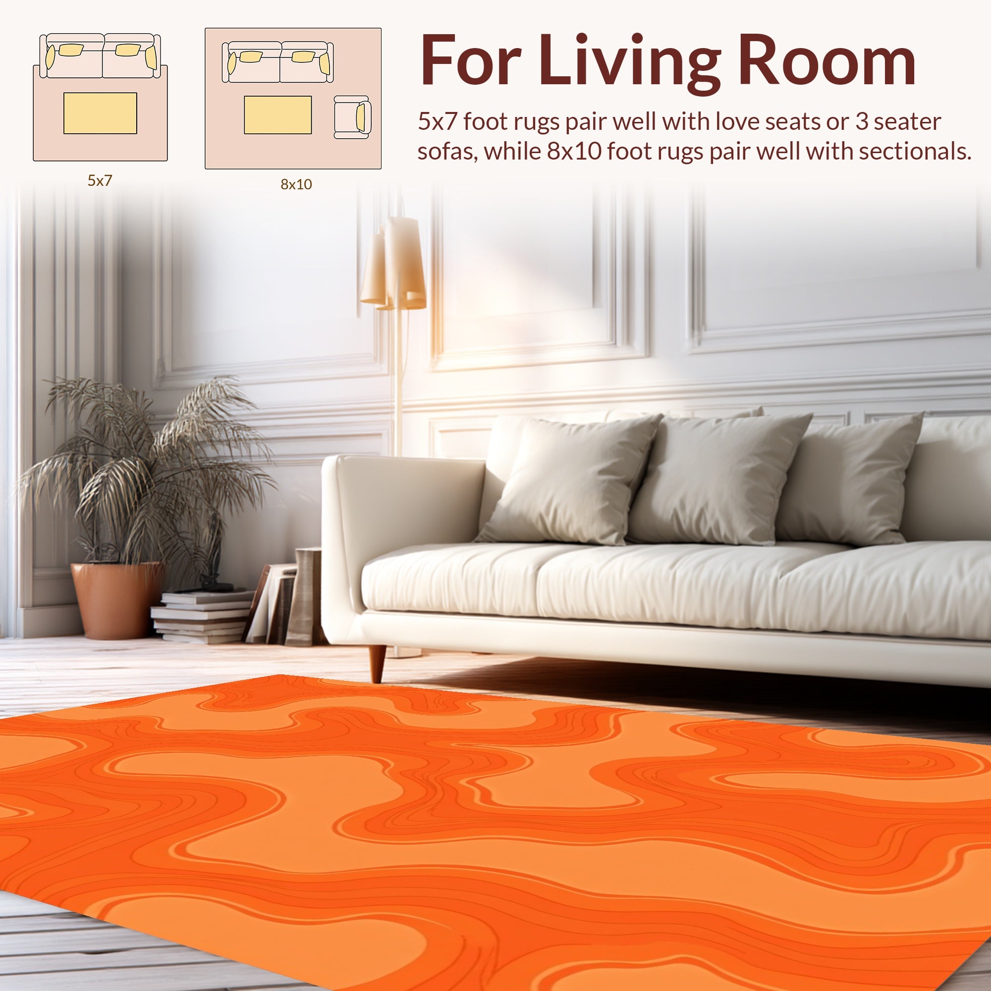 Orange Contour Abstract Pattern Rug