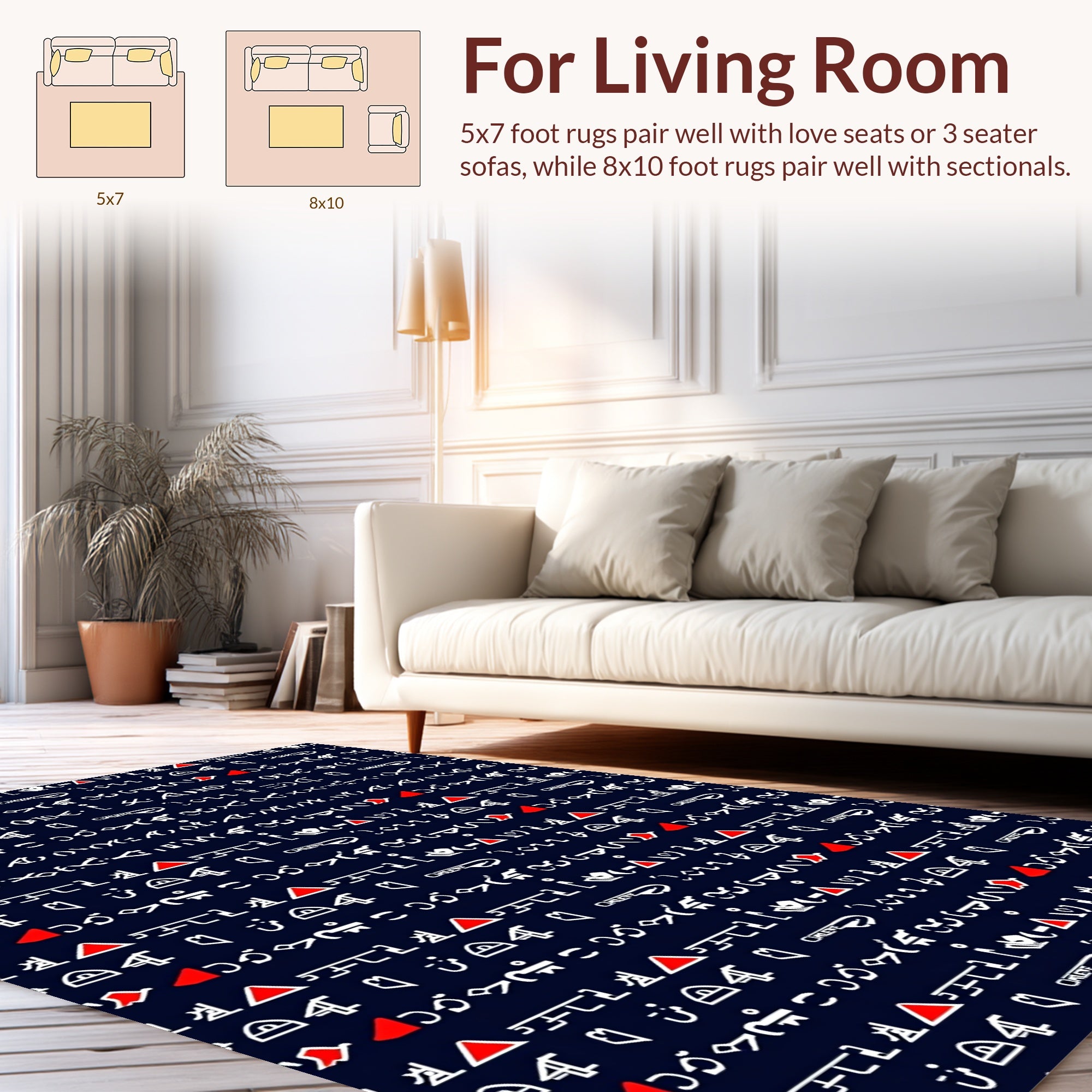 Ancient Script and Symbol Pattern Rug