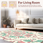 Floral Scrollwork Pink Mint Pattern Rug