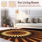 Golden Sunburst Wood Grain Mandala Rug