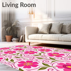 Pink Floral Swirl Pattern Design Rug