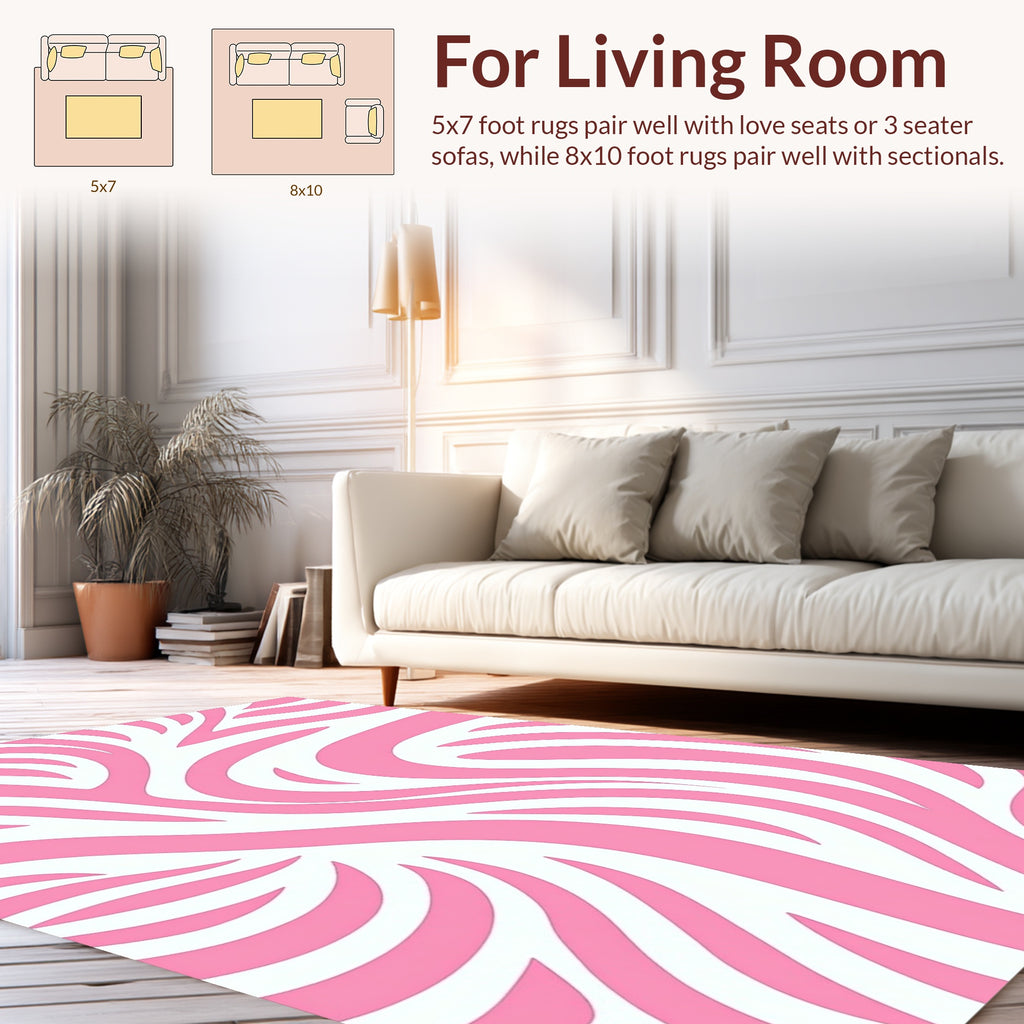 Pink Zebra Striped Abstract Design Rug