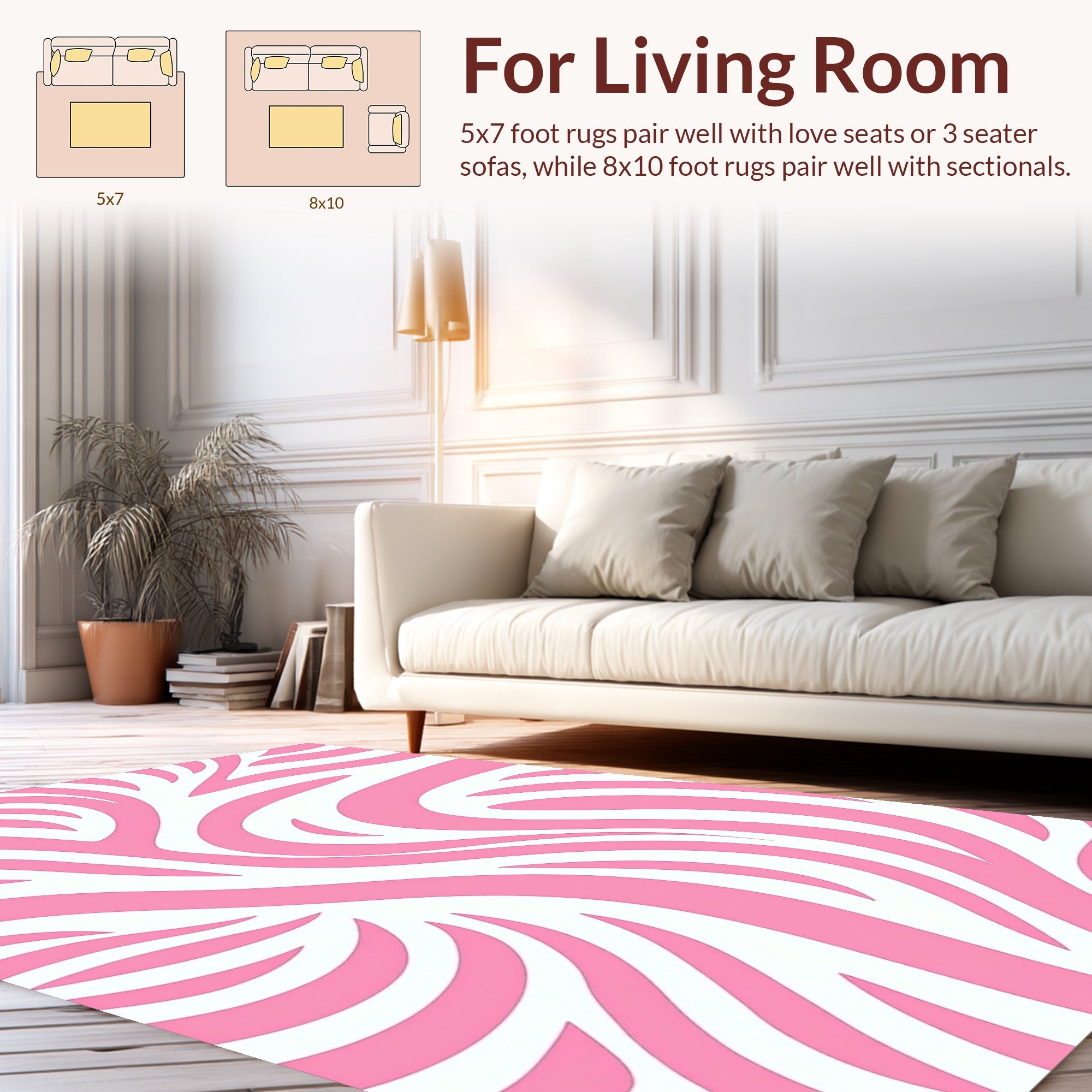 Pink Zebra Striped Abstract Design Rug