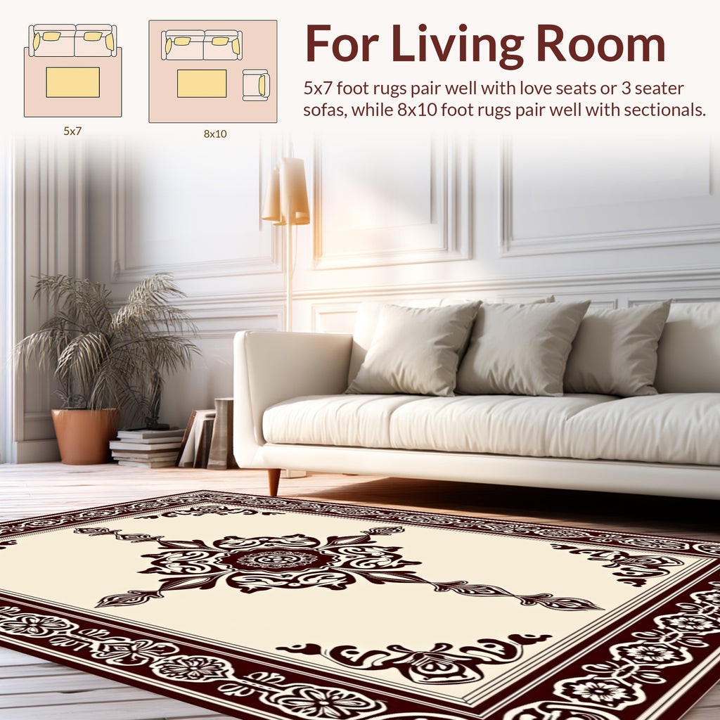 Elegant Floral Medallion Mandala Pattern Rug