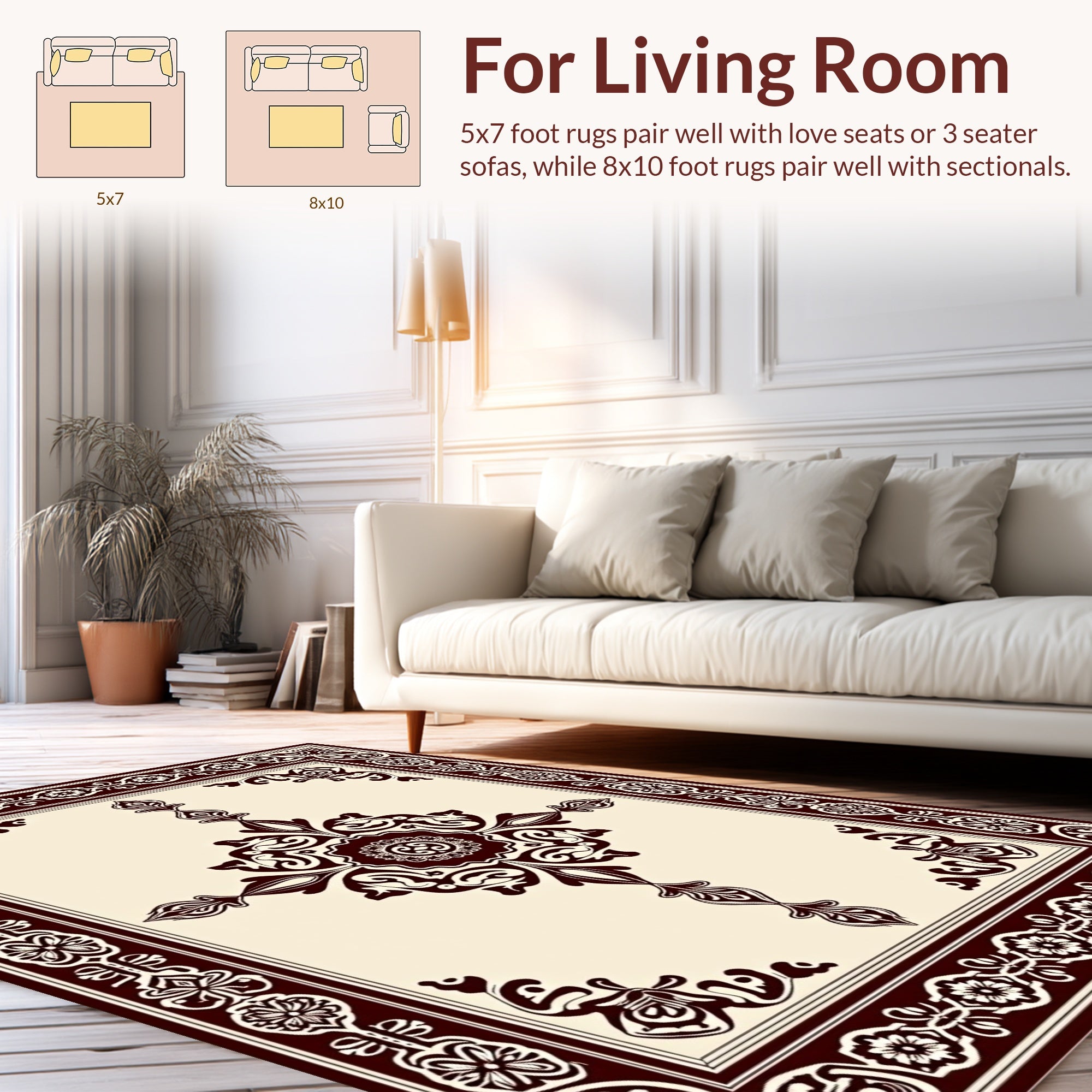 Elegant Floral Medallion Mandala Pattern Rug