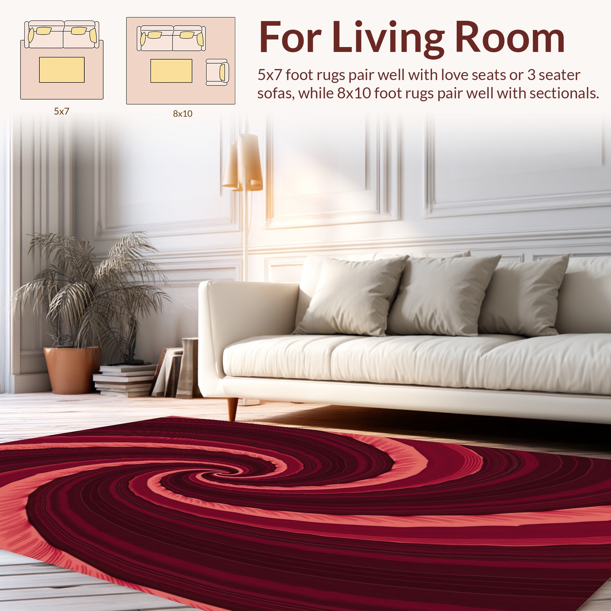 Deep Red Infinite Swirl Pattern Rug