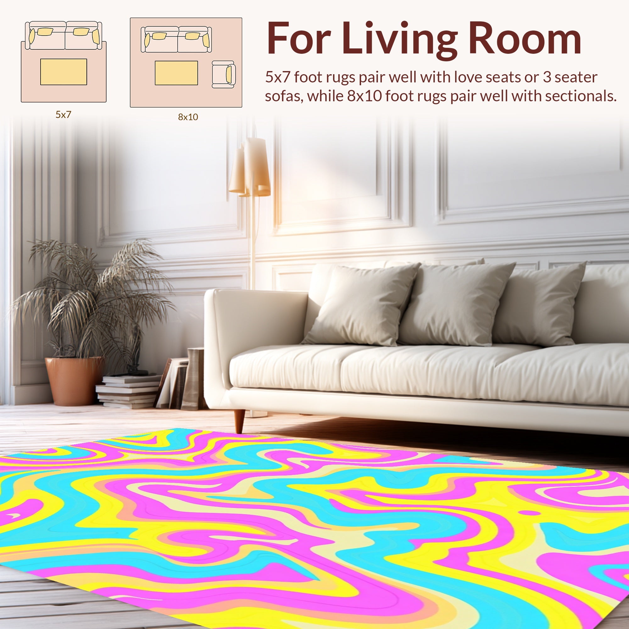 Retro Swirl Patterned Vibrant Rug